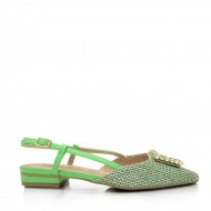 Pointed flat pumps in Green
