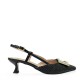 Open heel straw pumps in Black