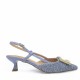 Open heel straw pumps in Blue