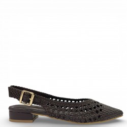 Πλεκτές Slingback Μπαλαρίνες – Σκούρο Καφέ