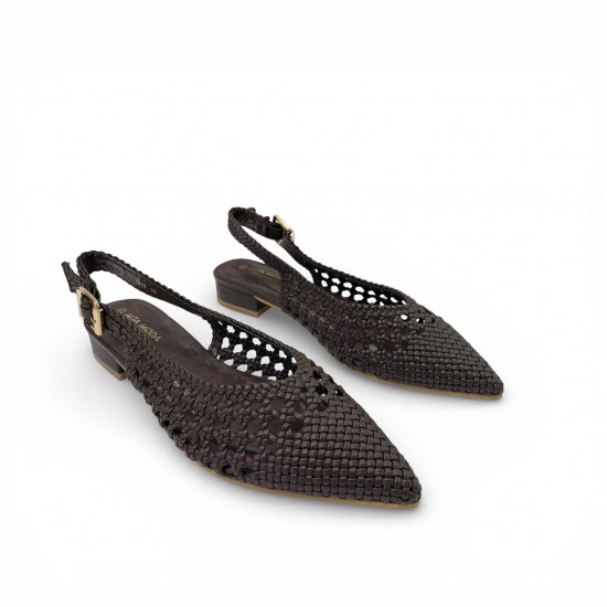 Πλεκτές Slingback Μπαλαρίνες – Σκούρο Καφέ