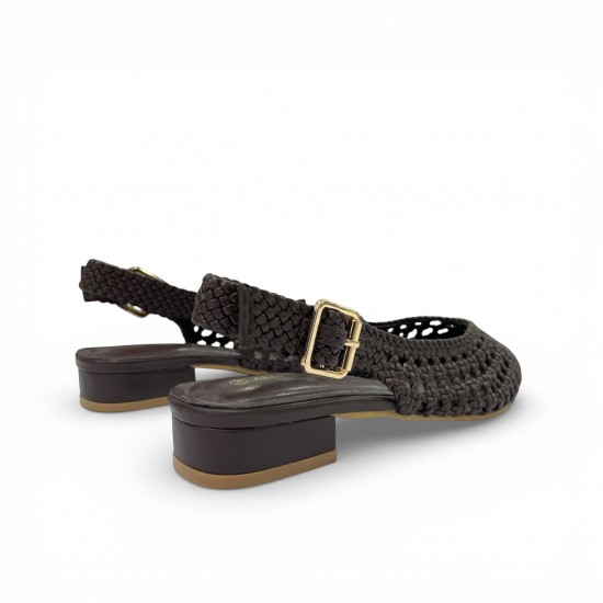 Πλεκτές Slingback Μπαλαρίνες – Σκούρο Καφέ