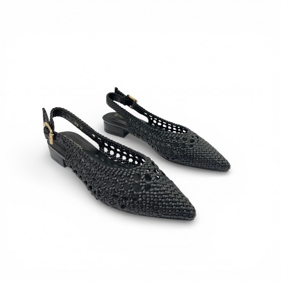 Πλεκτές Slingback Μπαλαρίνες – Μαύρο