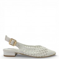 Πλεκτές Slingback Μπαλαρίνες – Λευκό