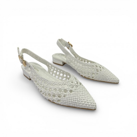 Πλεκτές Slingback Μπαλαρίνες – Λευκό