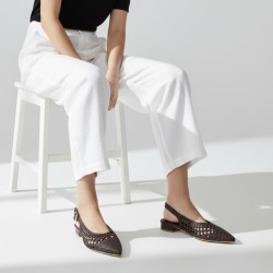 Πλεκτές Slingback Μπαλαρίνες – Σκούρο Καφέ