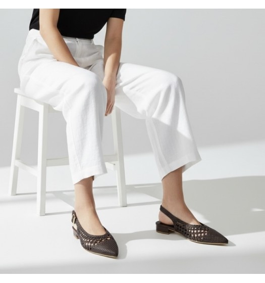 Πλεκτές Slingback Μπαλαρίνες – Σκούρο Καφέ