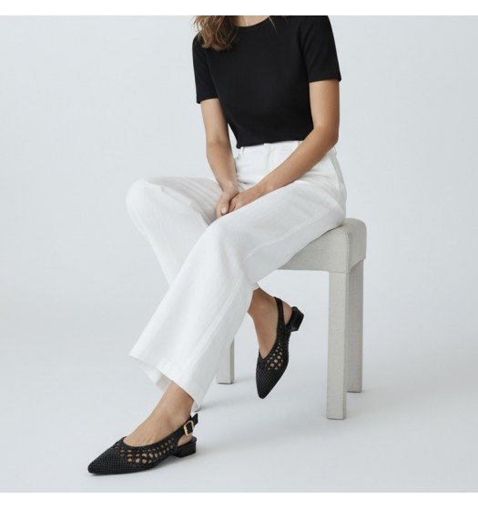 Πλεκτές Slingback Μπαλαρίνες – Μαύρο