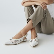Πλεκτές Slingback Μπαλαρίνες – Λευκό
