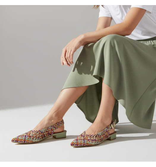 Πλεκτές Slingback Μπαλαρίνες – Πράσινο