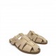 Suede Mules με Χρυσή Αγκράφα & Fisherman Σχέδιο-Μπέζ