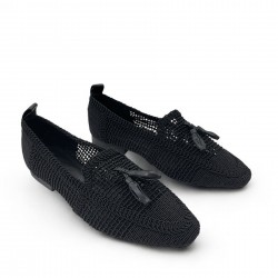Knitted Loafers with fringes in Black