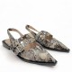 Slingback buckled flats with snakeskin effect