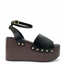 Πλατφόρμες με Τρουκς & Ξύλινη Όψη - Μαύρο