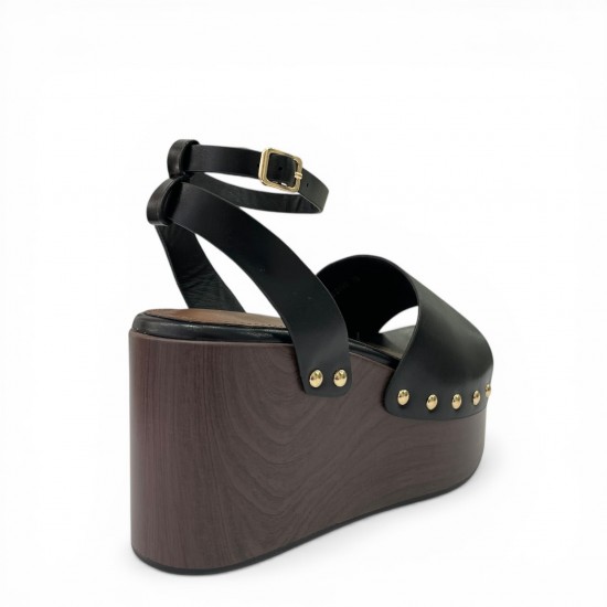 Πλατφόρμες με Τρουκς & Ξύλινη Όψη - Μαύρο