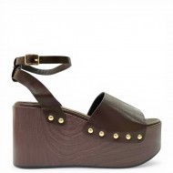 Πλατφόρμες με Τρουκς & Ξύλινη Όψη - Καφέ