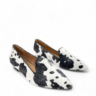 Μοκασίνια με ponyskin σε Μαύρο Cowprint