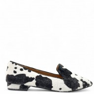 Μοκασίνια με ponyskin σε Μαύρο Cowprint