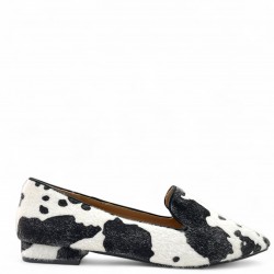 Μοκασίνια με ponyskin σε Μαύρο Cowprint