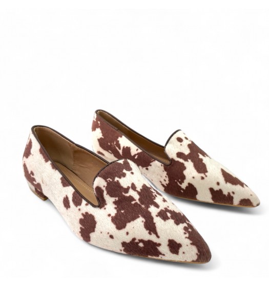 Μοκασίνια με ponyskin σε Καφέ Cowprint