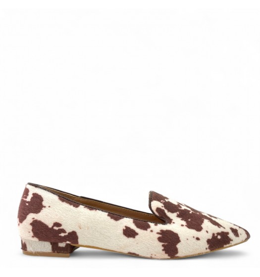 Μοκασίνια με ponyskin σε Καφέ Cowprint