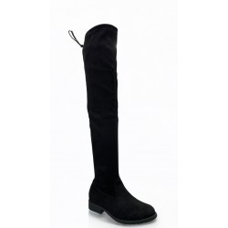 Black low heel over the knee boots