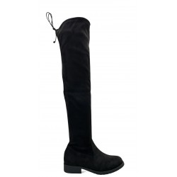 Black low heel over the knee boots