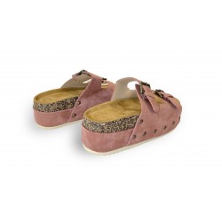 Suede studded platforms with buckles Pink