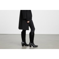 Μπότες Cowboy με Συνδυασμό Υφών & Μεταλλική Λεπτομέρεια - Μαύρο