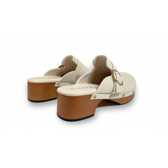 Clogs με τρούκς και λουράκι Μπέζ