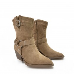Suede Cowboy ankle boots in Khaki