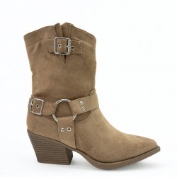 Suede Cowboy ankle boots in Khaki