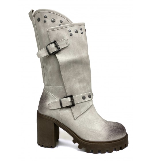 Studded mid-calf boots Biege