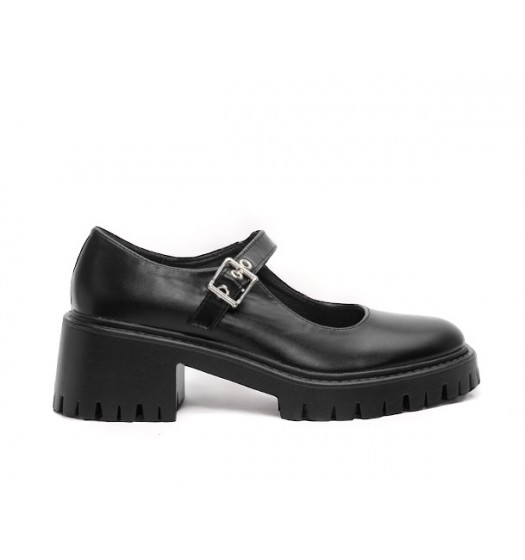 Chunky loafers with strap in Black