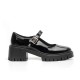 Chunky patent leather loafers with strap in Black