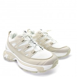 Elastic Lace Sneakers in Beige