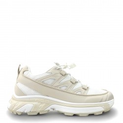 Elastic Lace Sneakers in Beige