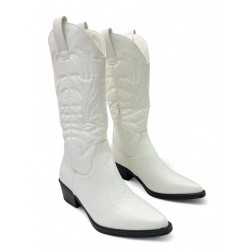 Cowboy Μπότες με ανάγλυφο σχέδιο σε Λευκό