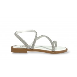 Strappy sandals with rhinestones White