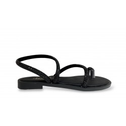 Strappy sandals with rhinestones Black