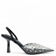 Slingback Γόβες με διαφάνεια και strass σε Μαύρο