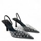Slingback Γόβες με διαφάνεια και strass σε Μαύρο