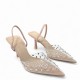 Slingback Γόβες με διαφάνεια και strass σε Νude
