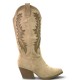 Γυναικείες Cowboy Μπότες Suede με Κέντημα – Μπεζ