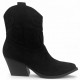 Μαύρο Cowboy Μπoτάκι Suede με Τακούνι