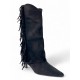 Μαύρη Suede Μπότα με Κρόσσια