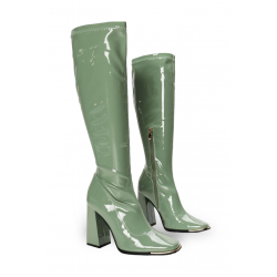 Ψηλοτάκουνες μπότες λουστρίνι με μεταλλική λεπτομέρεια Πράσινο