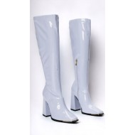 Ψηλοτάκουνες μπότες λουστρίνι με μεταλλική λεπτομέρεια Λευκό