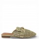 Γυναικεία Mules με Πλέξη και Μεταλλική Αγκράφα - Χρυσό