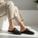 Γυναικεία Mules με Πλέξη και Μεταλλική Αγκράφα - Μαύρο